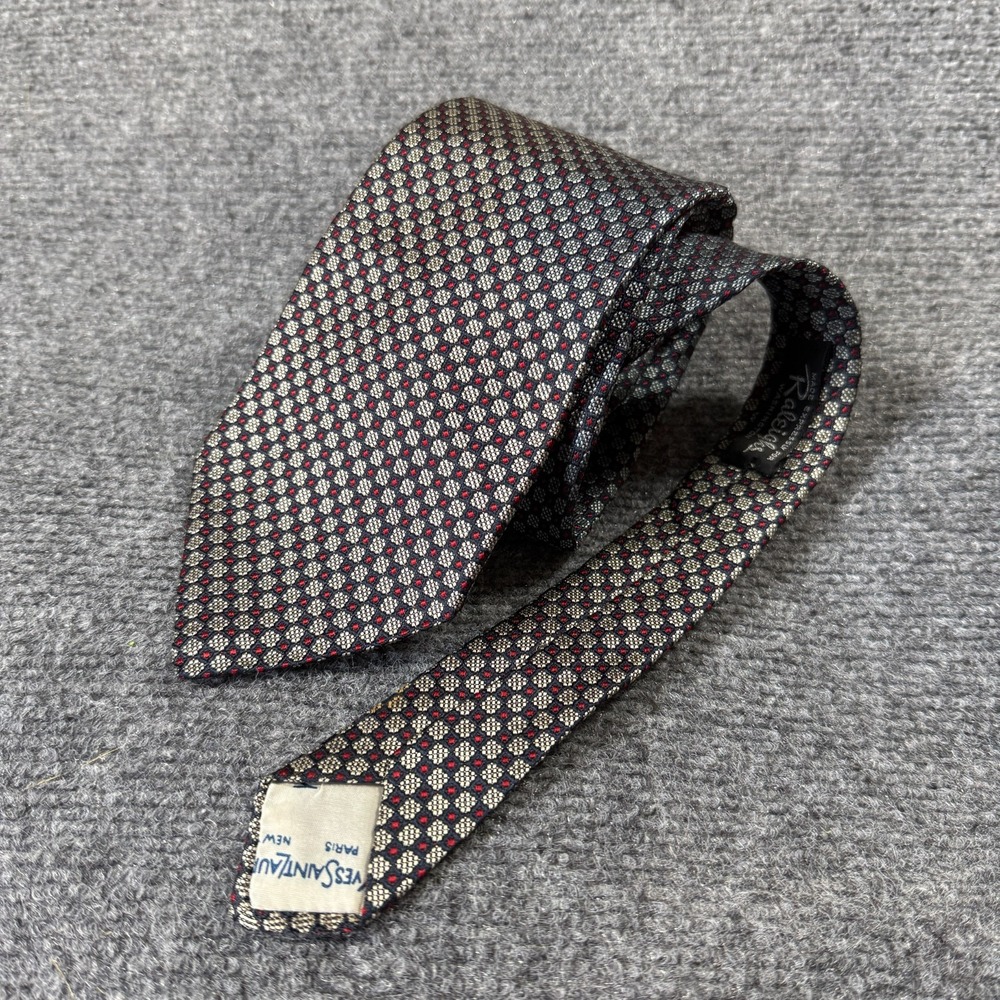 Vintage Raleighs Yves Saint Laurent YSL Geometric Patterned All Silk Neck Tie